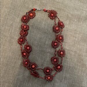 Vintage Wooden Flower Necklace